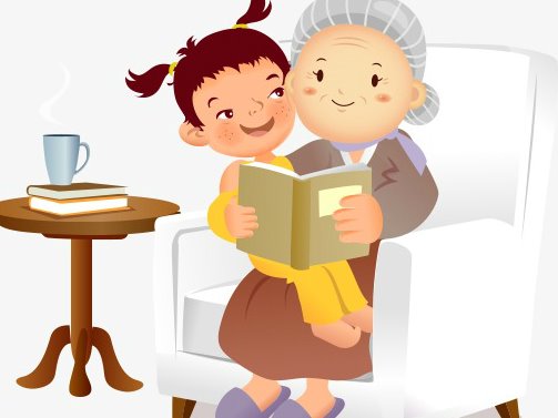 Рисунок бабушка с книгой